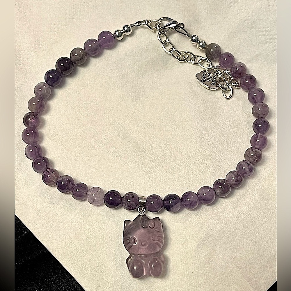 Amethyst Hello Kitty Anklet
